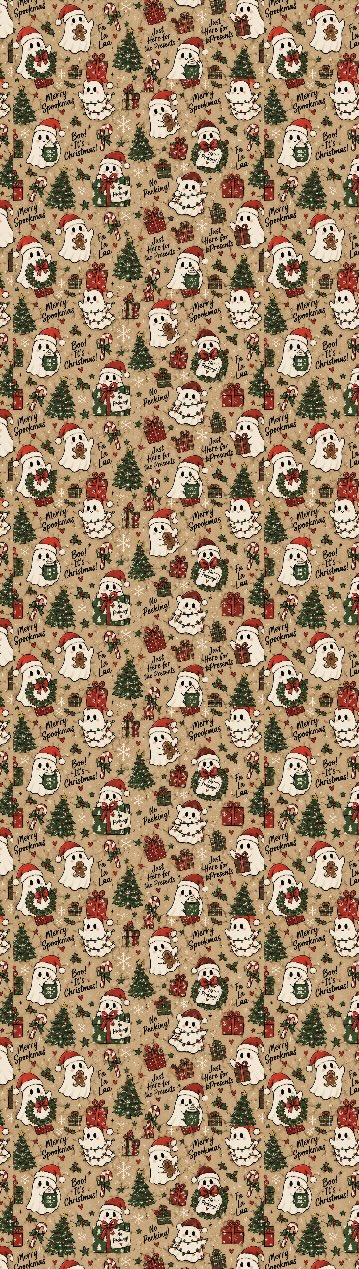 Vintage Christmas Ghosts Gift Wrapping Paper | Cute Christmas Wrapping Paper